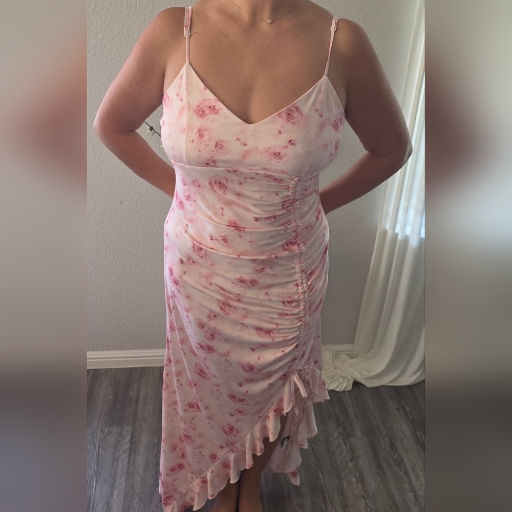 Floral Pink Sleeveless Dress